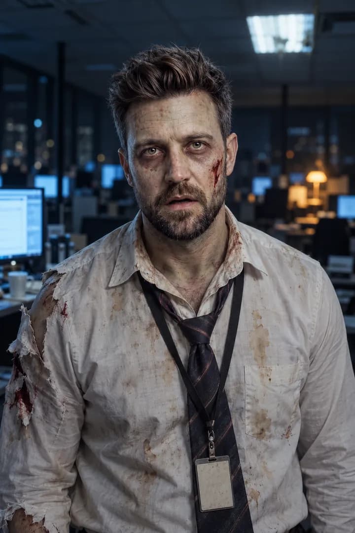 Kai als Bürozombie