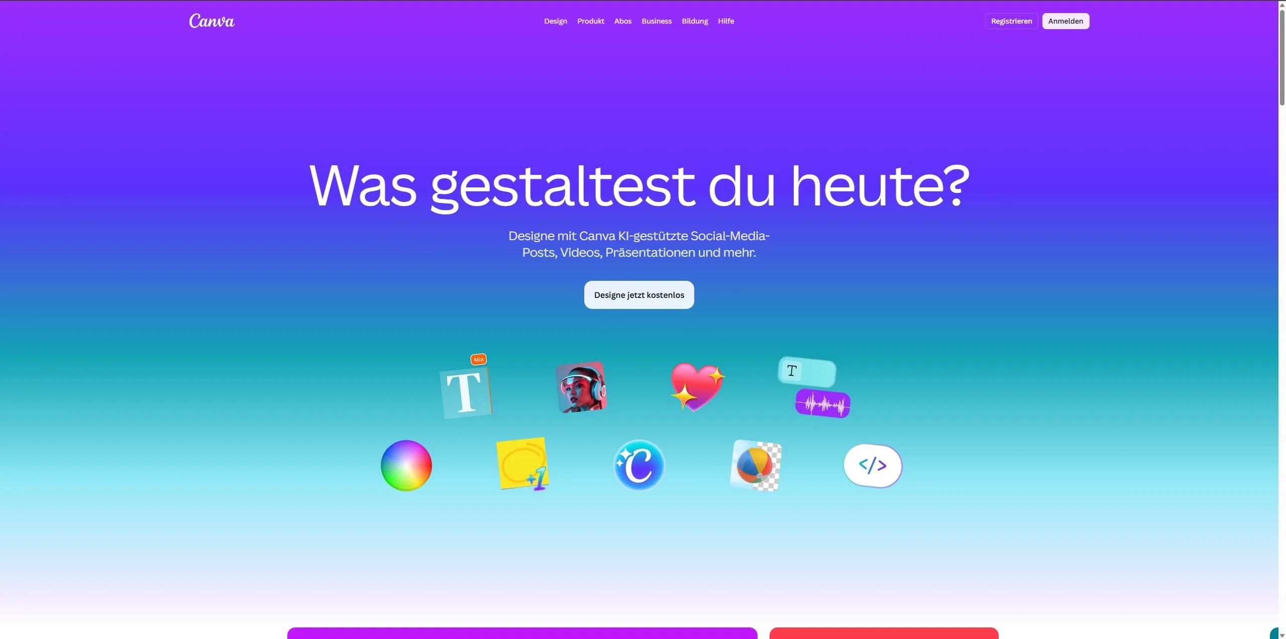 Canva Screenshot, KI-Design
