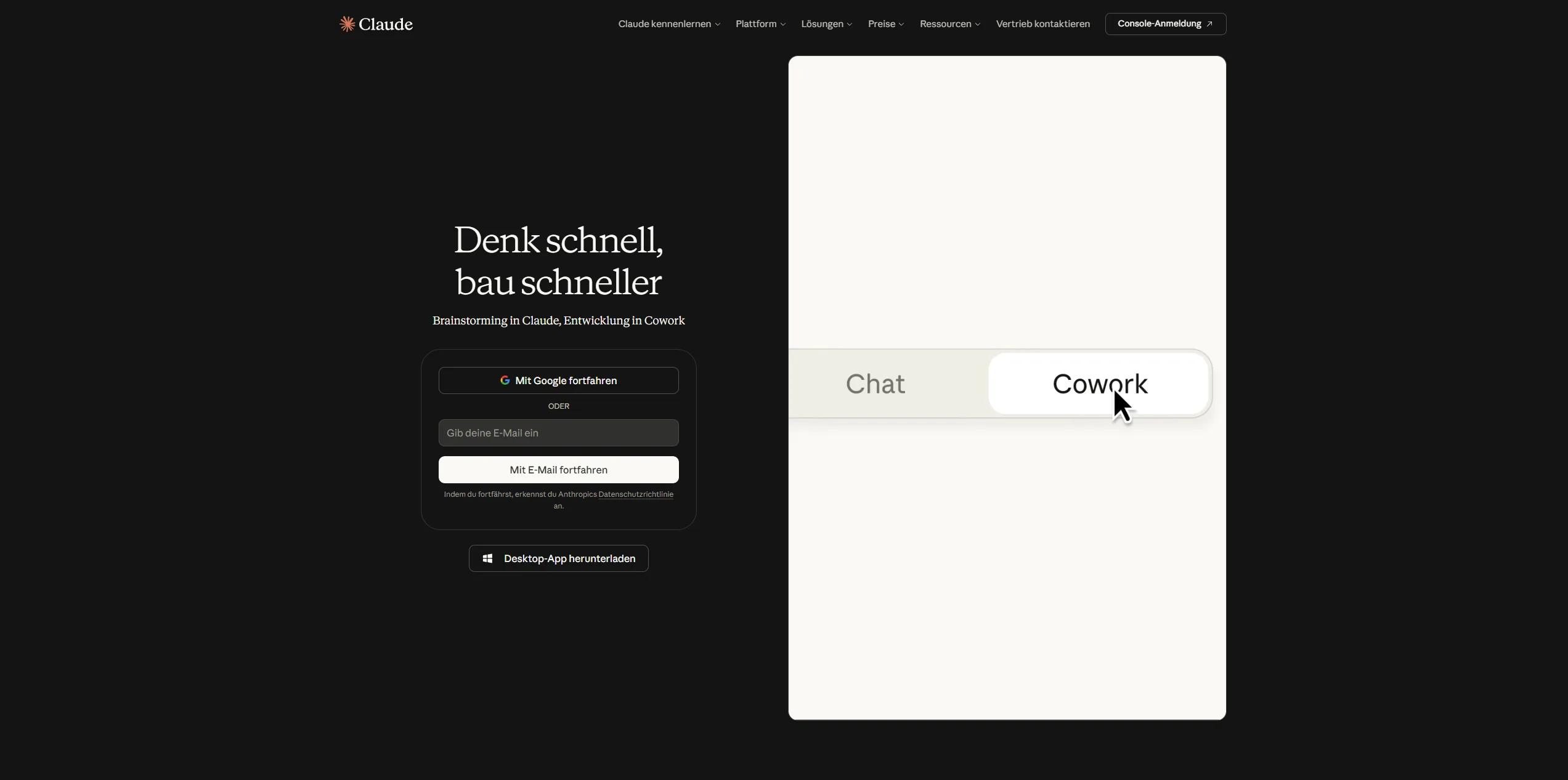 Claude AI Screenshot, Chat-Interface von Anthropic