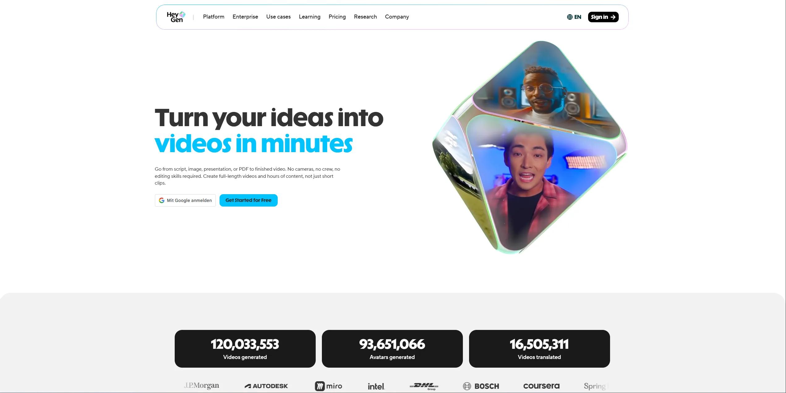 HeyGen Screenshot, KI-Avatar-Video-Editor