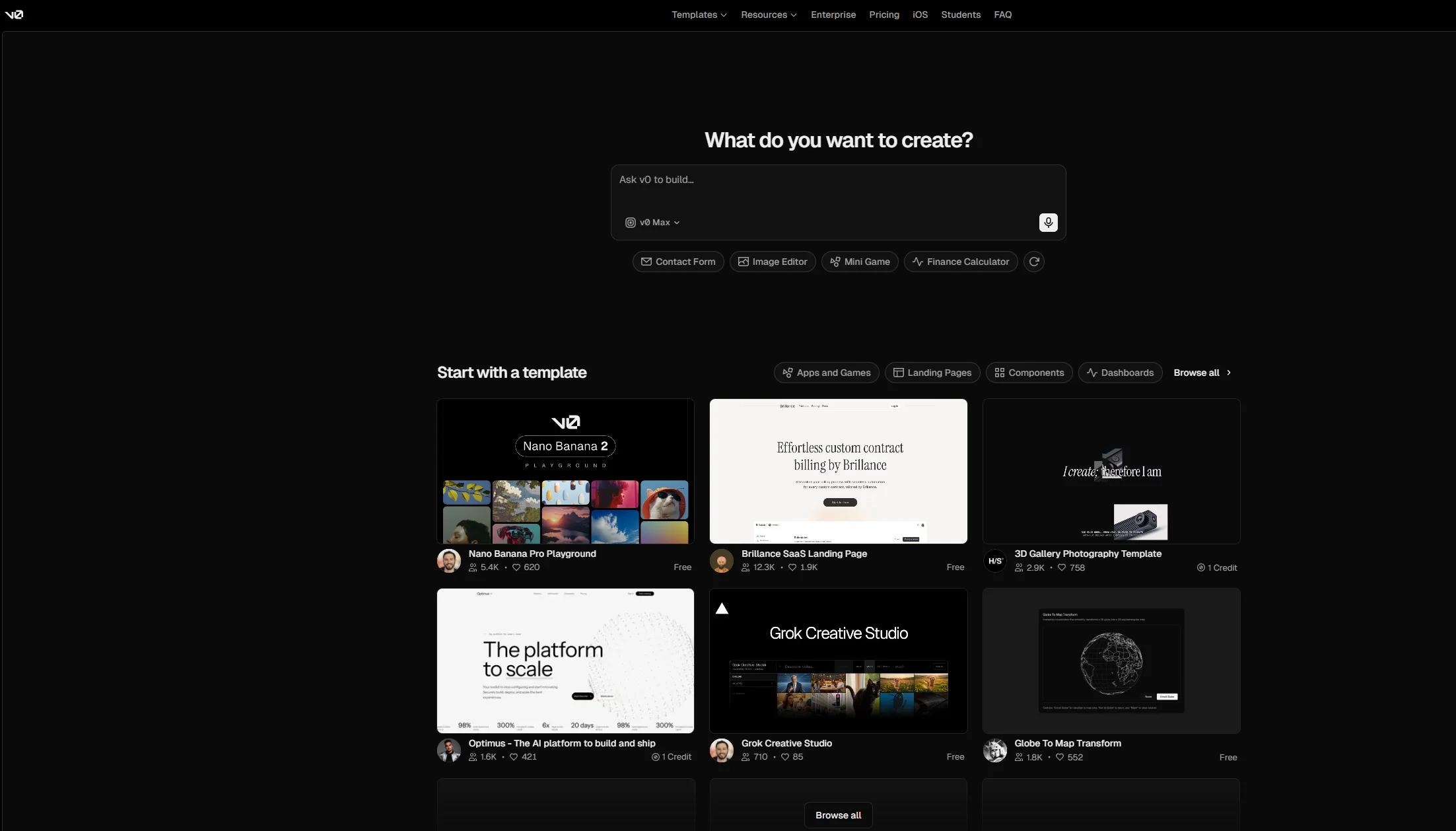 v0 Screenshot, Next.js-Builder