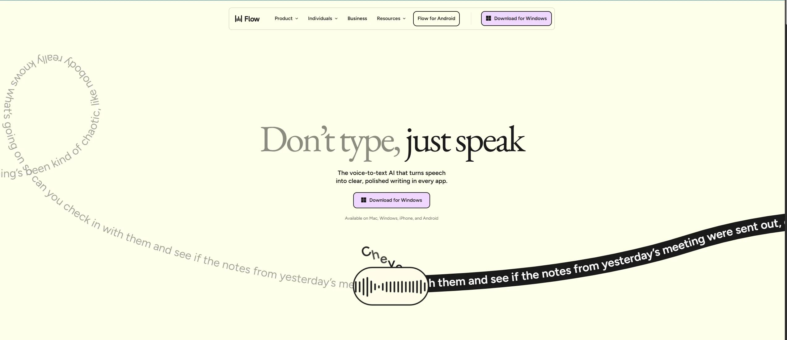 Wispr Flow Screenshot, systemweite Sprachsteuerung