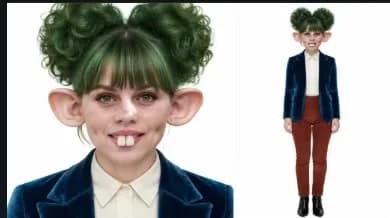 Figurenblatt einer KI-Figur mit grünen Haaren und großen Ohren