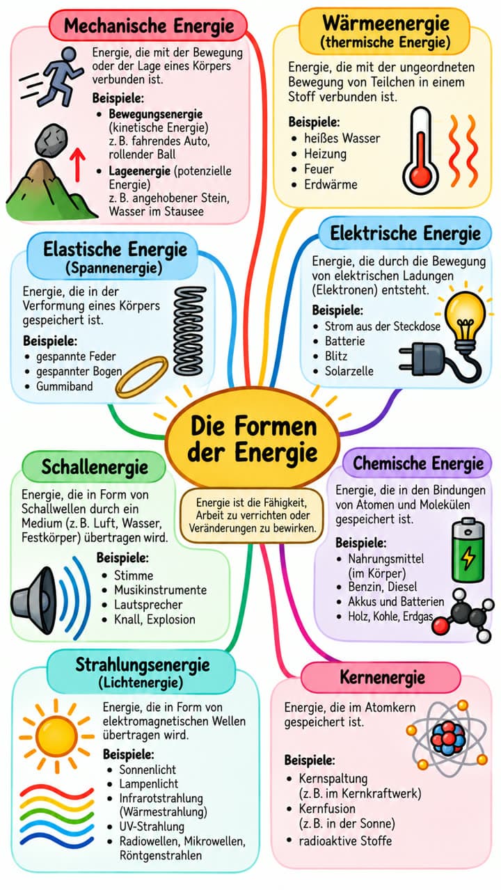 Mindmap zu den Formen der Energie, erstellt von ChatGPT