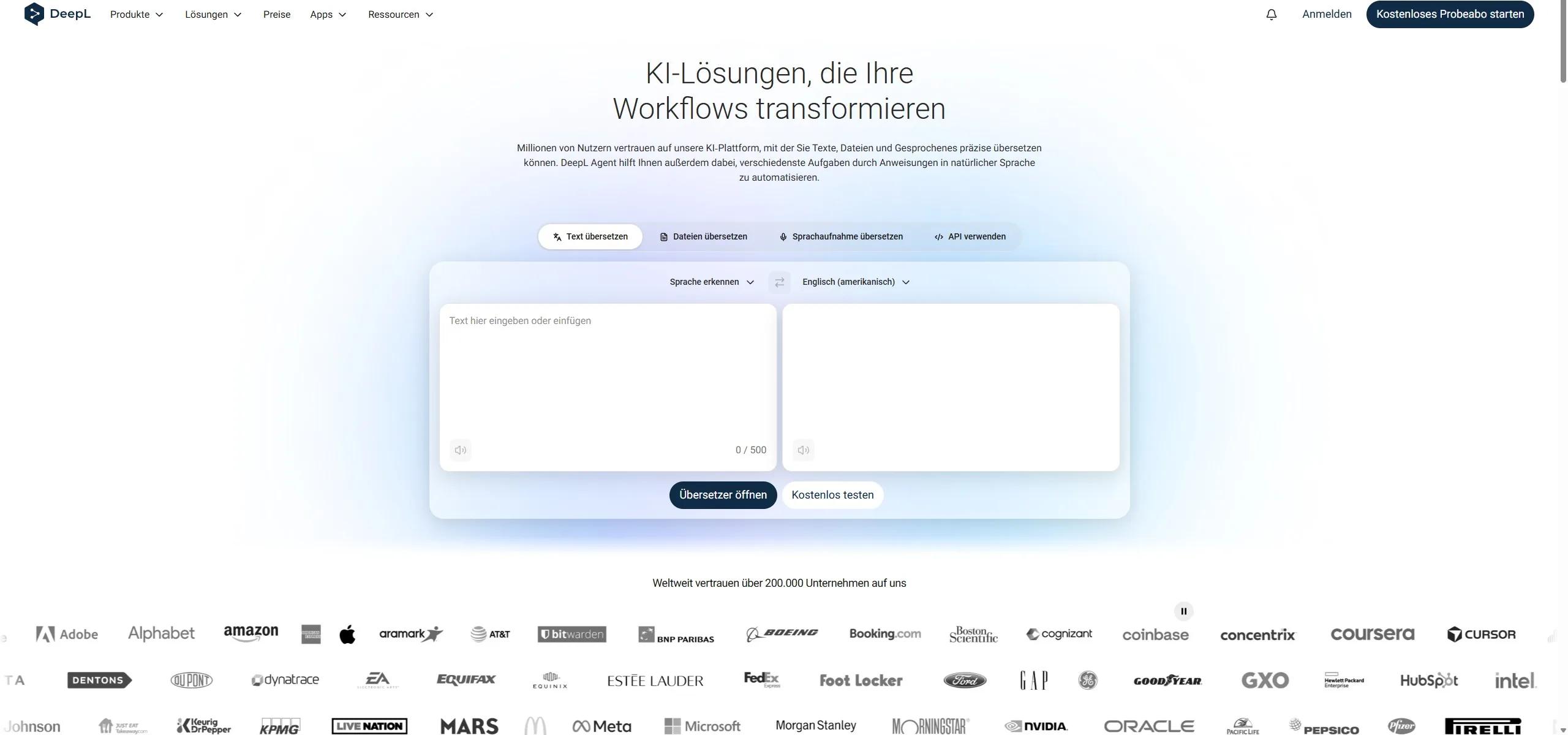 DeepL Screenshot, Übersetzung